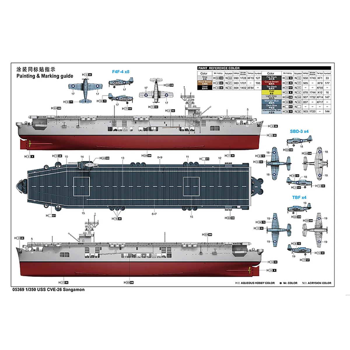Trumpeter 1/350 USS CVE-26 Sangamon Scaled Plastic Model Kit - Image 9