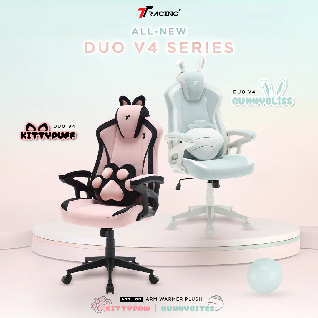 TTRacing DUO V4 Air Threads Fabric Gaming Chair (KittyPuff) - Image 2