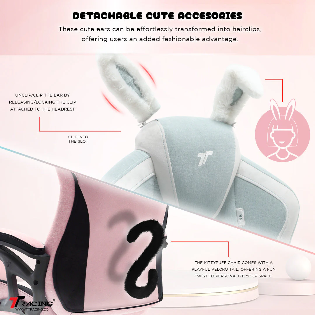 TTRacing DUO V4 Air Threads Fabric Gaming Chair (KittyPuff) - Image 3