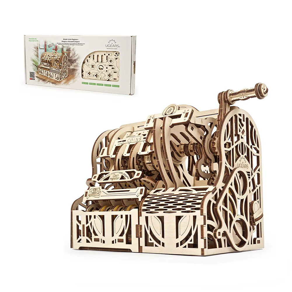 UGears 70136 Cash Register Wooden Mechanical 3D Puzzle Kit - Image 2
