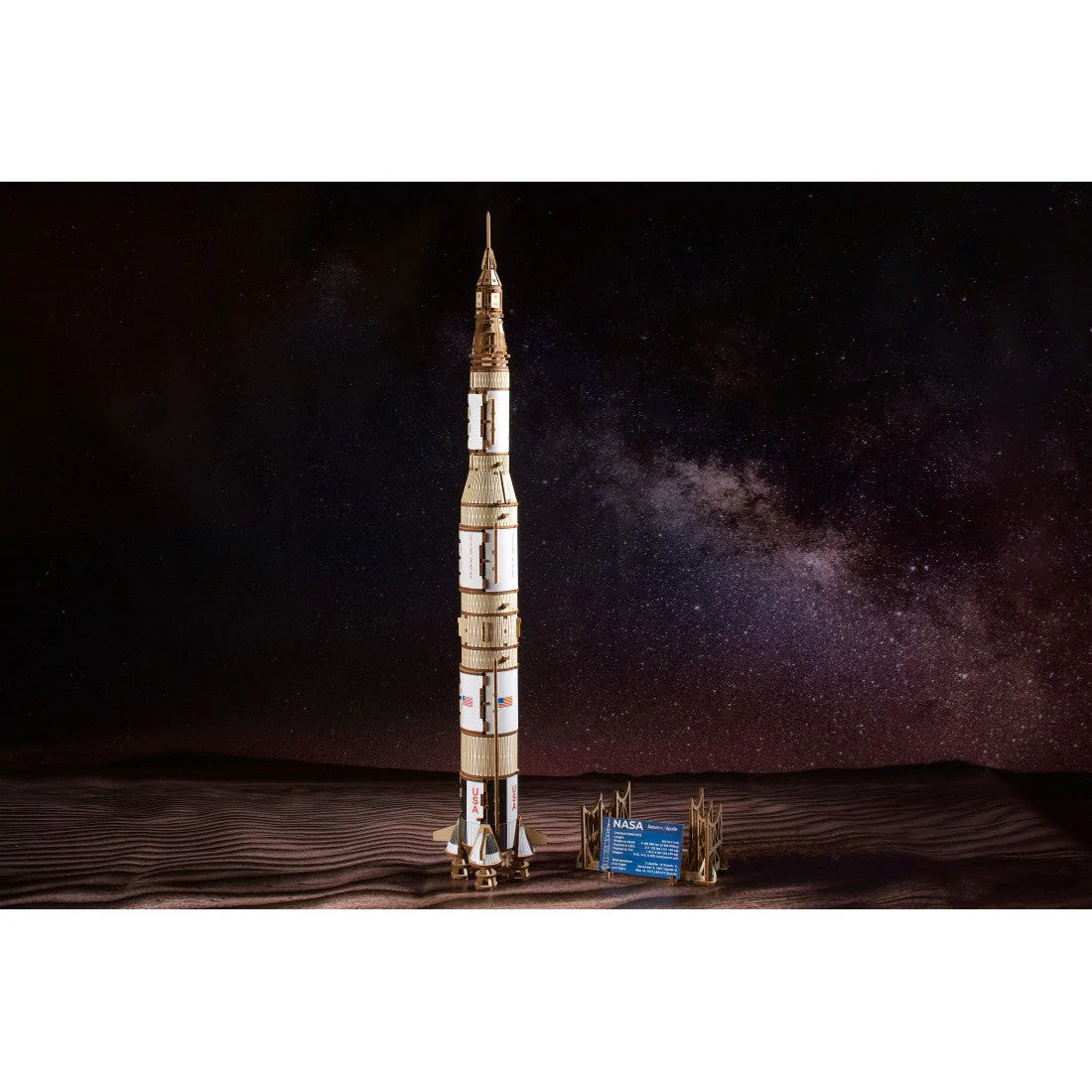 Ugears NASA Saturn V Rocket Wooden Mechanical 3D Model Kit - Image 6
