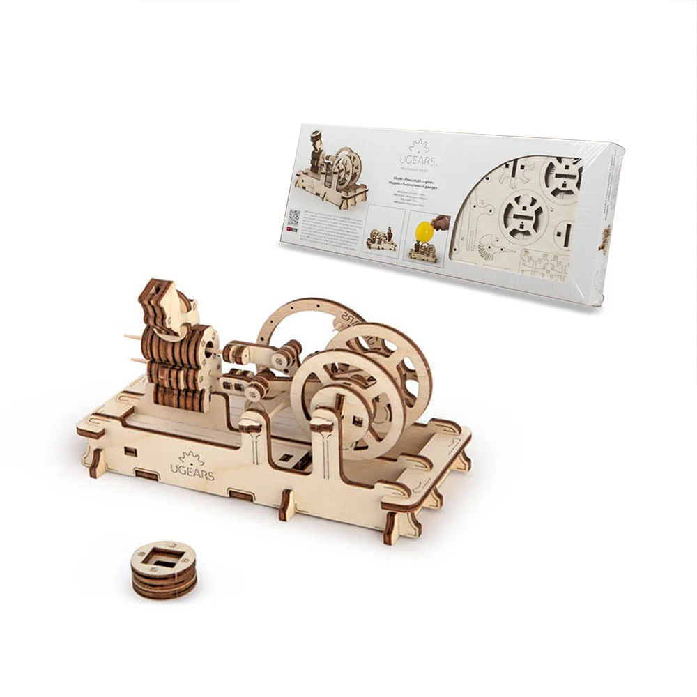 UGears Pneumatic Engine Mechanical Wooden 3D Model Kit No Glue - Image 2