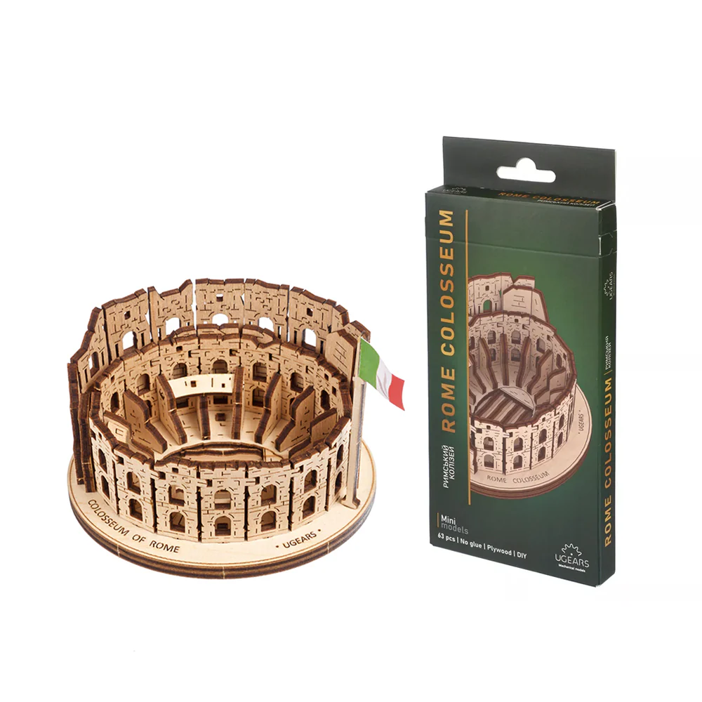 Ugears Rome Colosseum Wooden 3D Puzzle Mini Model Kit - Image 2