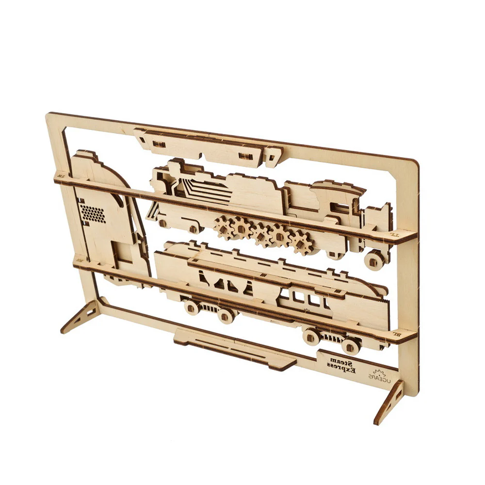 Ugears Steam Express 2.5D Puzzle Wooden Mechanical Model Kit - Image 2