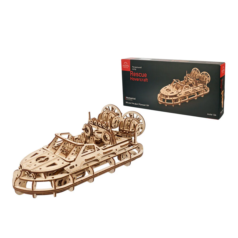 Ukraine Made Ugears Rescue Hovercraft Mechanical Wooden 3D Puzzle Model Kit - Image 2