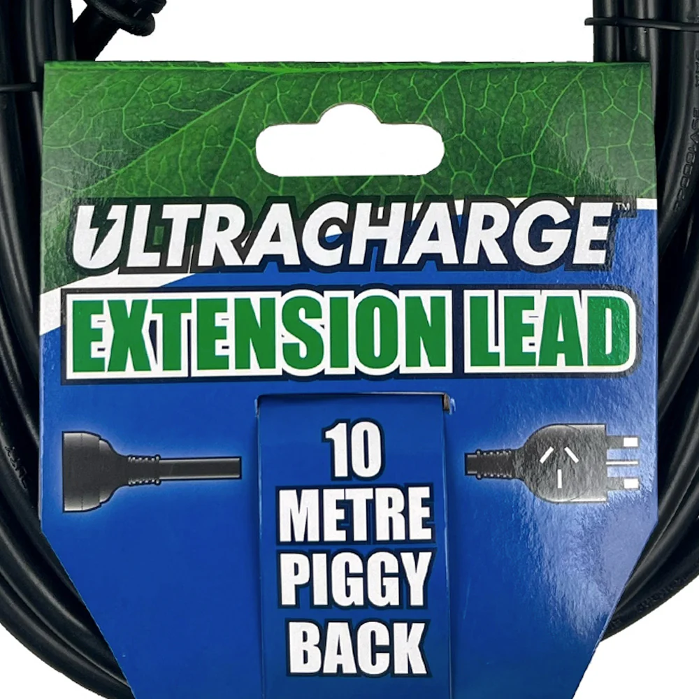 Ultracharge 10m Extension Lead 10A with Piggy Back Plug (Black) - Image 3