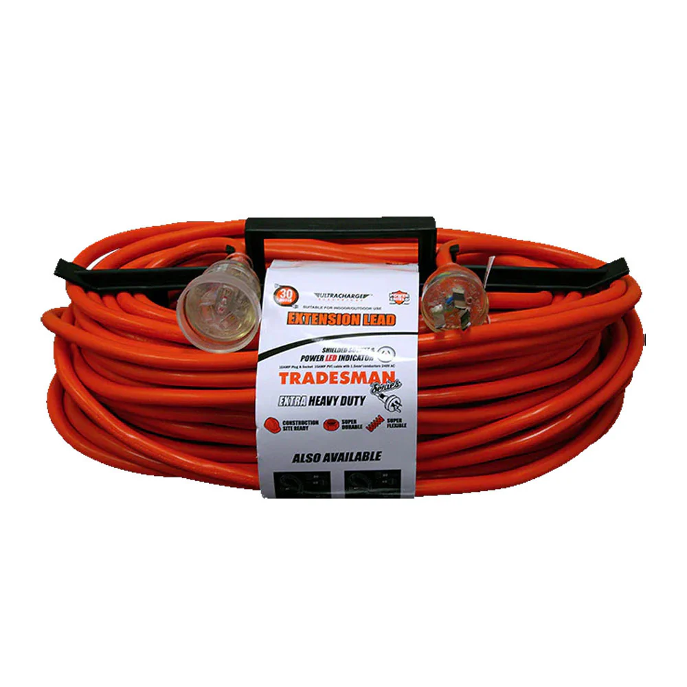 Ultracharge 30m Extension Lead 10A Extra Heavy Duty (Red) - Image 3