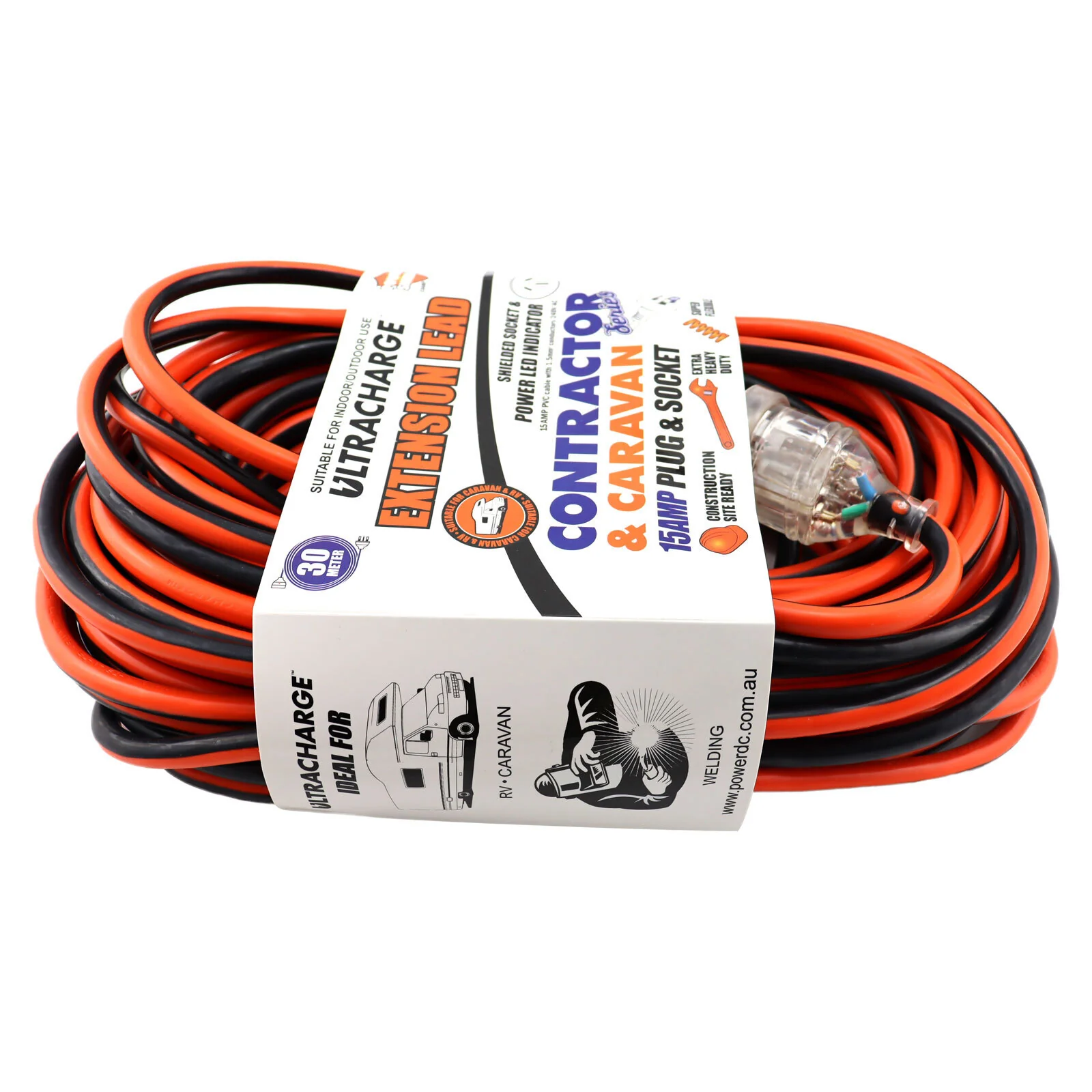 Ultracharge 30m Extension Lead 15A (Contractor/Caravan) - Image 2