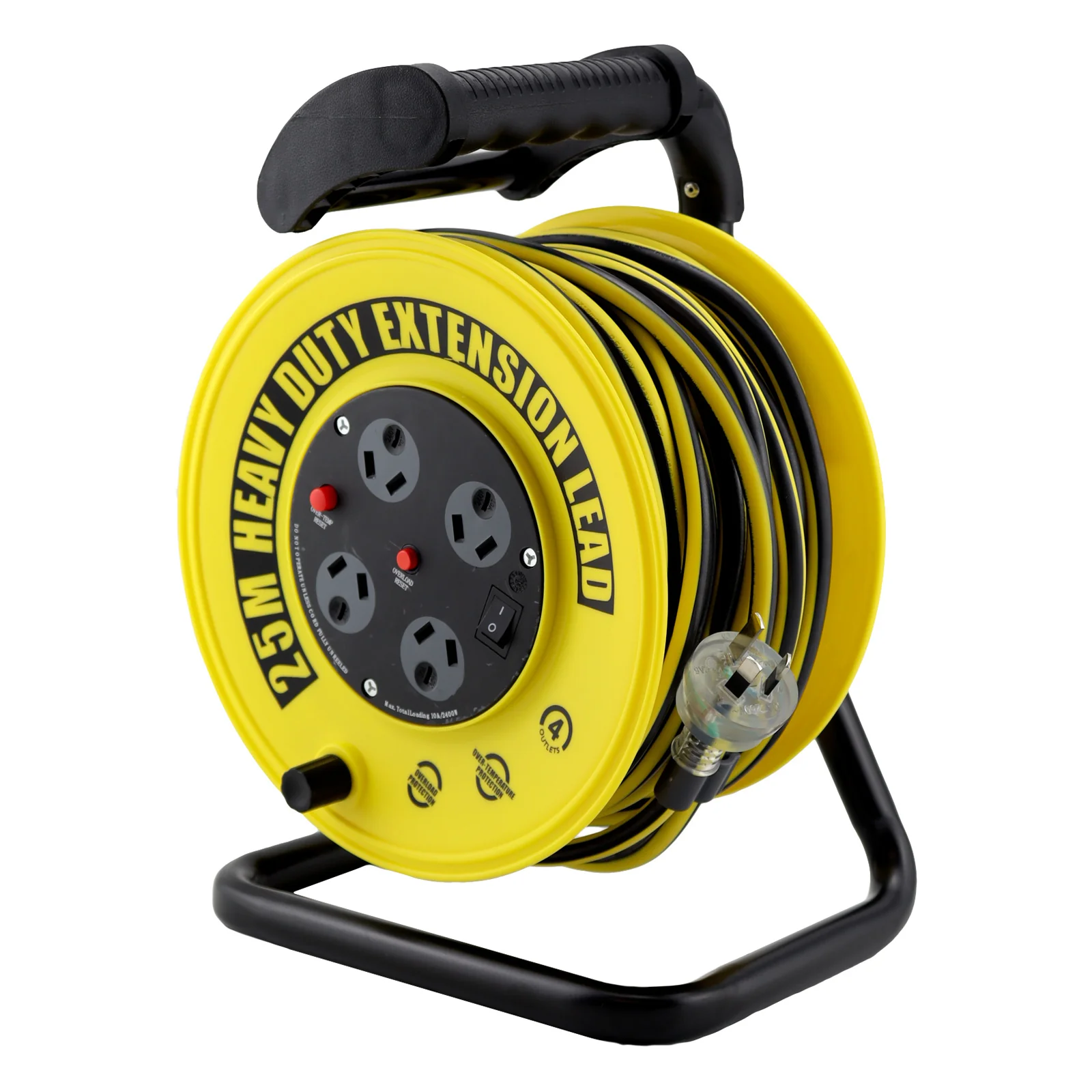 Ultracharge Heavy Duty 25m Extension Lead Reel 10A (Yellow/Black) - Image 2