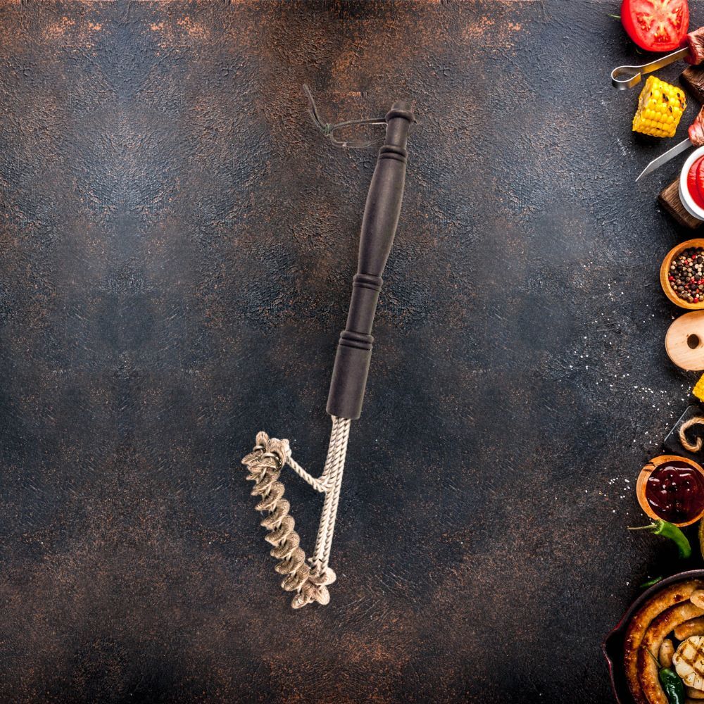 Urban Kitchen BBQ Grill Brush Stainless Steel Leather Strip 39x4x4cm - Image 2