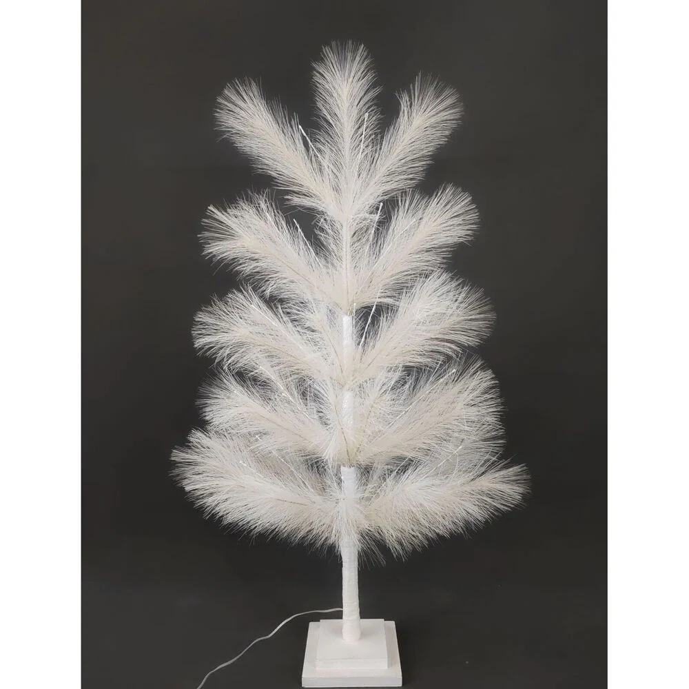 Urban Whisp Wooden Christmas Tree with 82 LED Lights 90cm Cream - Image 3