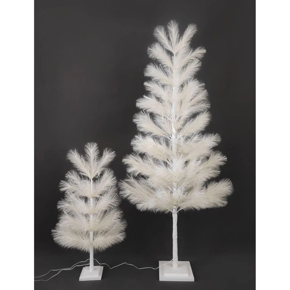 Urban Whisp Wooden Christmas Tree with 82 LED Lights 90cm Cream - Image 4