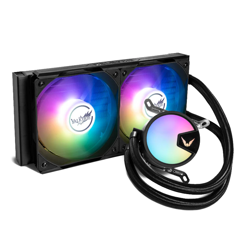 Valkyrie A240 CPU Water Cooler 240mm AIO Liquid Cooling 2x ARGB Fans (Black)