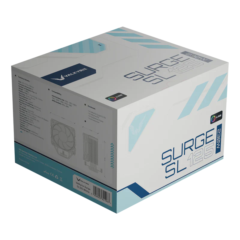 Valkyrie Surge SL125 CPU Cooling PWN ARGB CPU Cooler (White) - Image 7