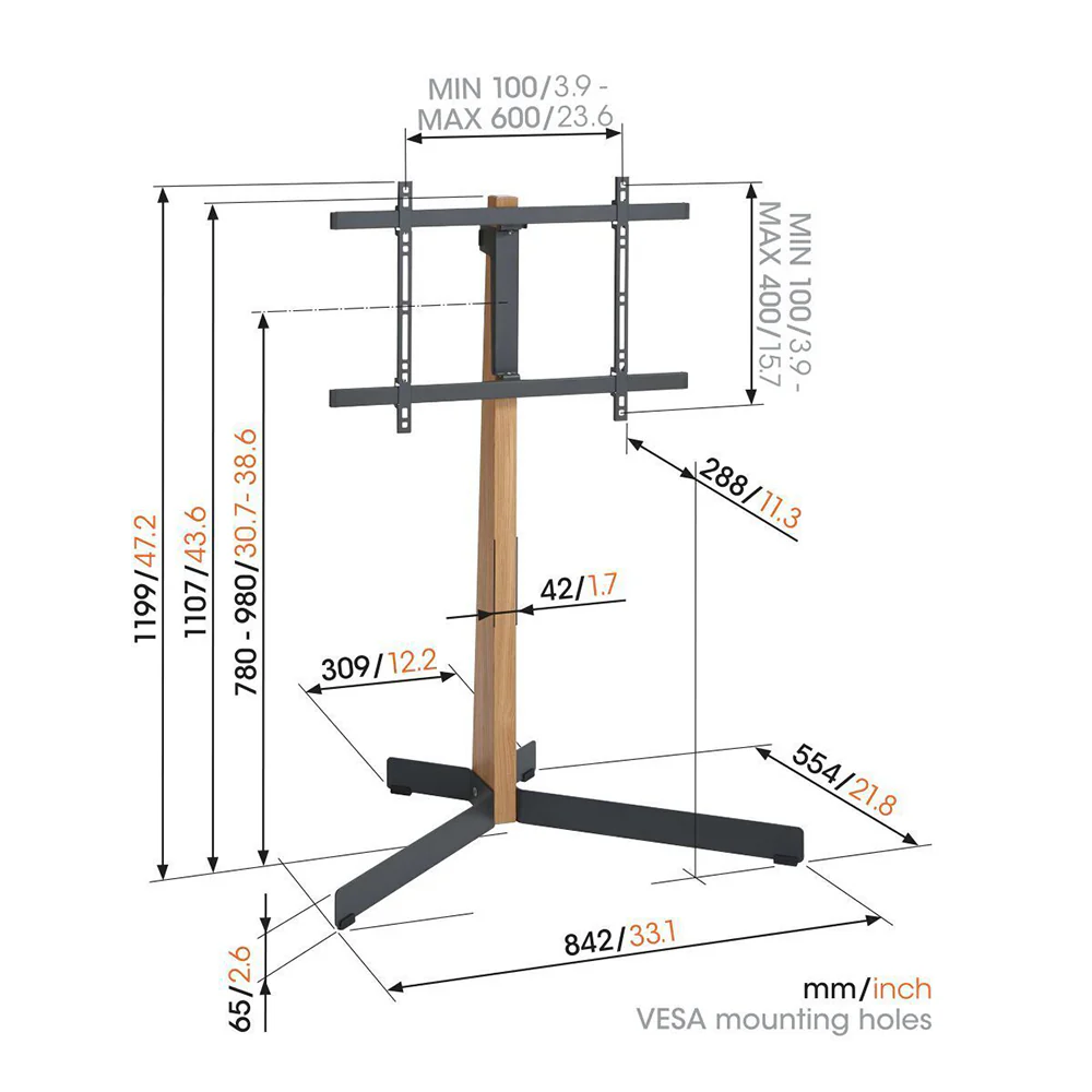 Vogel's TVS3695 Floor Stand For 40-77" LED TV (White) - Image 8