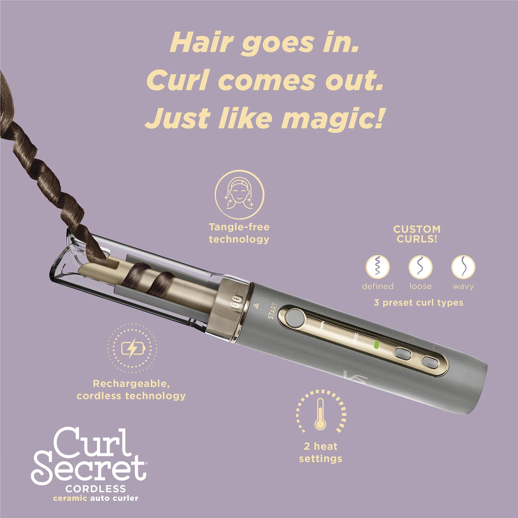 VS Sassoon Curl Secret Cordless Ceramic Auto Curler - Image 6