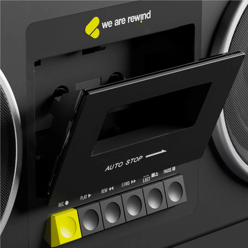 We Are Rewind Getto Blaster Cassette Player & Recorder (Curtis Black) - Image 4