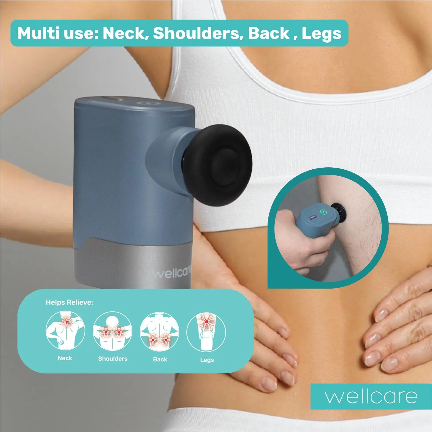 Wellcare Mini Massage Gun (Blue) - Image 6