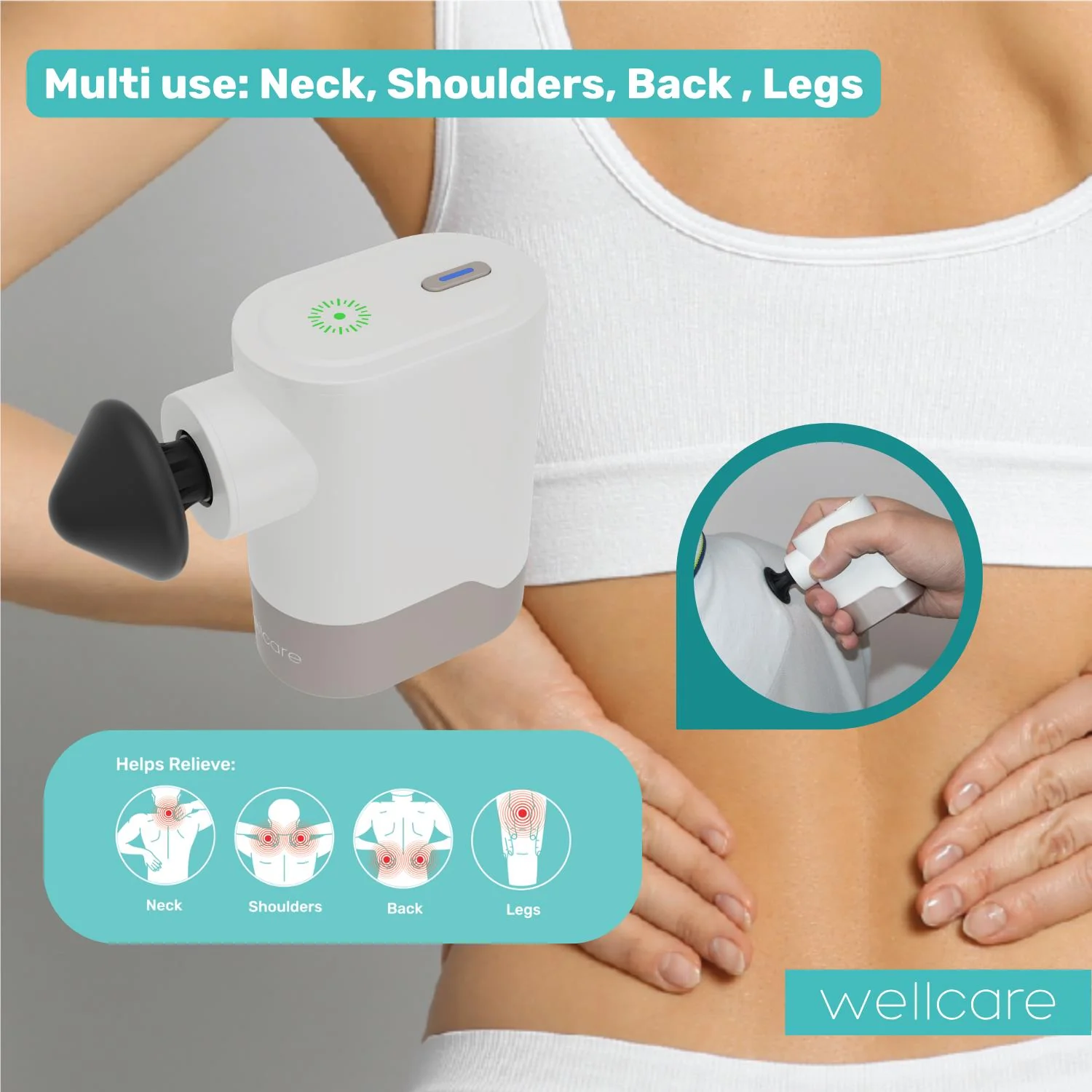 Wellcare Mini Massage Gun (White) - Image 6