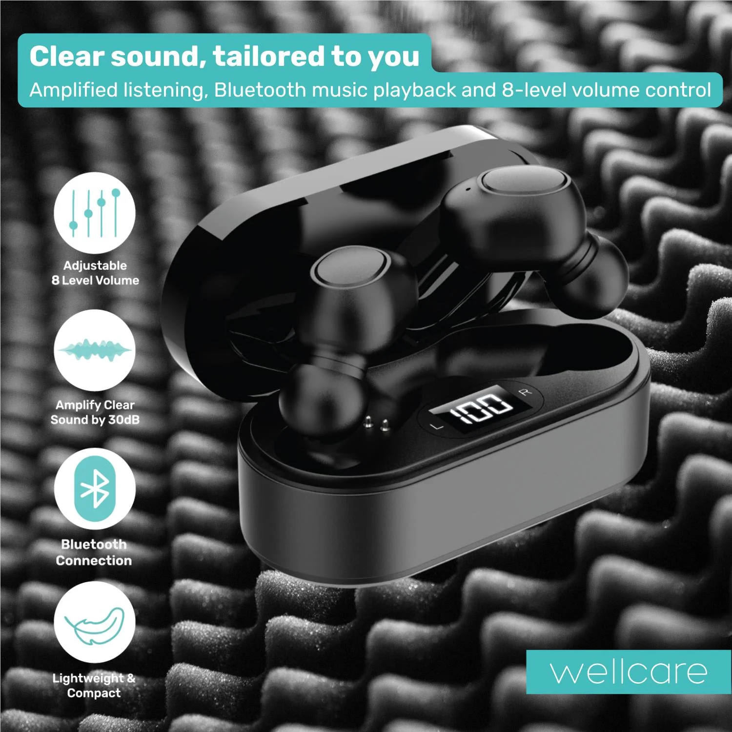 Wellcare TWS Sound Amplified Earbuds (Black) - Image 4