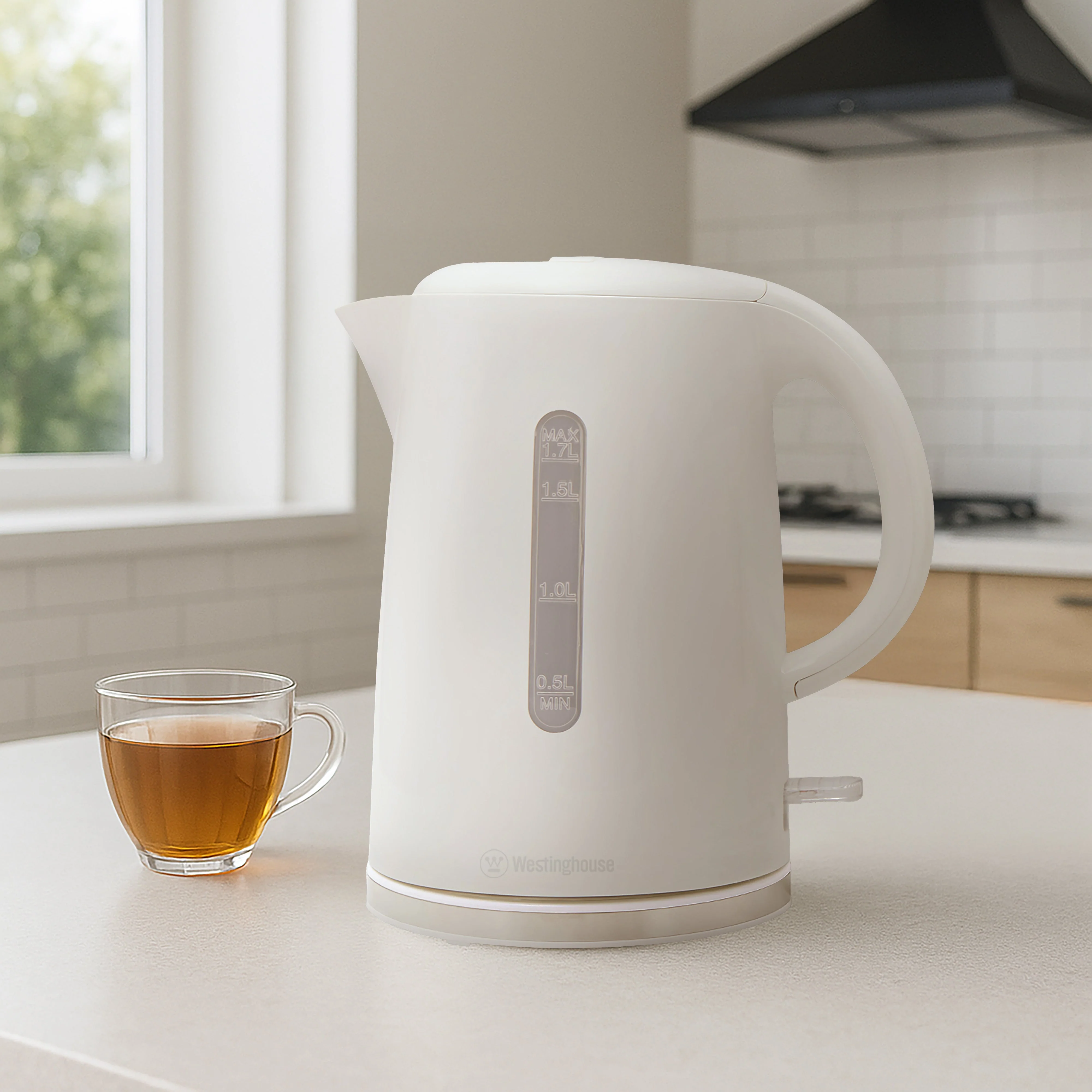 Westinghouse WHKE12K 1.7 L Electric Kettle with Silver-Trim Base (White) - Image 2