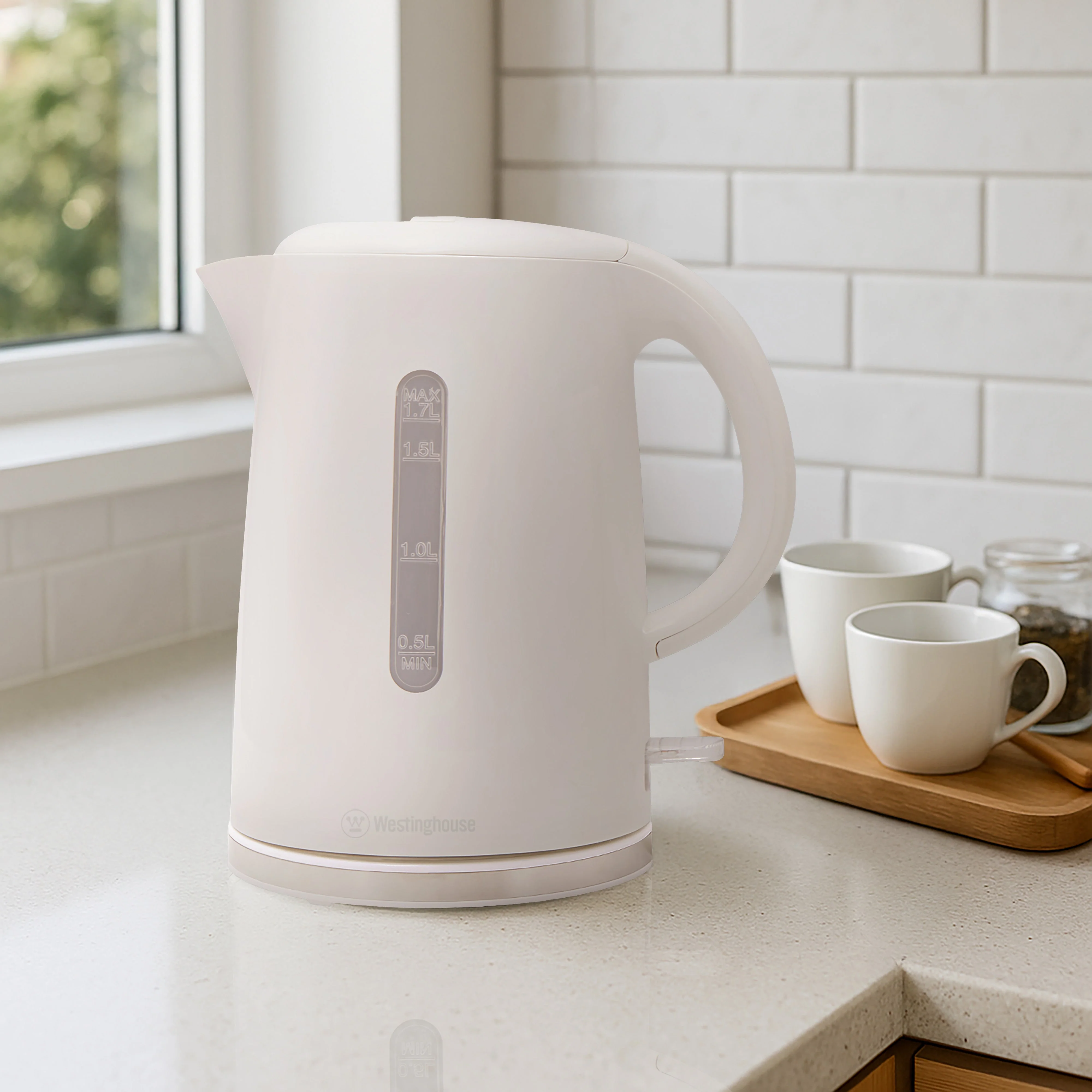 Westinghouse WHKE12K 1.7 L Electric Kettle with Silver-Trim Base (White) - Image 3