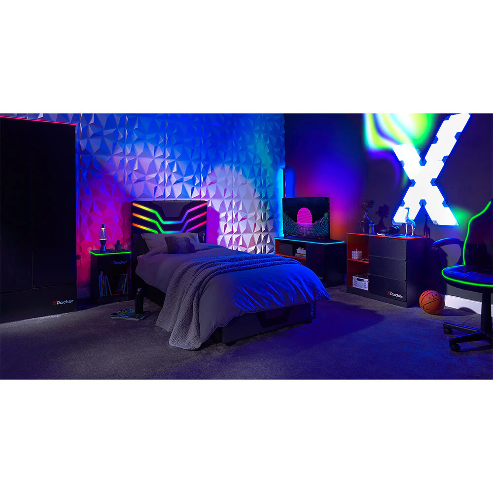 X Rocker Carbon-Tek Gaming Desk with Wireless Charging & LED Lighting (Black) - Image 3